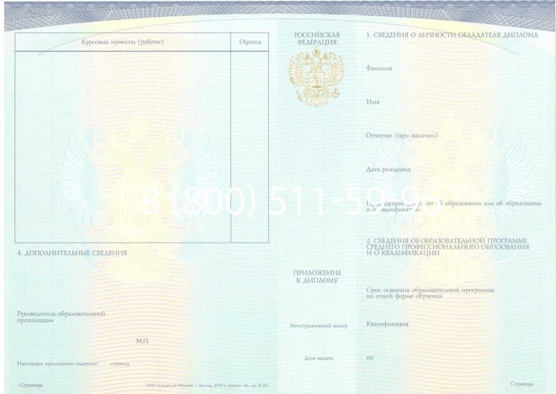 Купить Диплом о среднем образовании (Спецбланк) 2014-2024 года в Елце